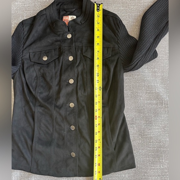 Ruff Hewn RH Fitted Faux Suede Knit jacket silver hardware size Large - Picture 9 of 10